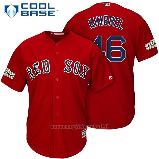 Maglia Baseball Uomo Boston Red Sox 2017 Postseason 46 Craig Kimbrel Scarlet Cool Base